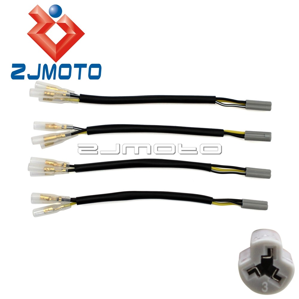 TC 4x Motorcycle Turn Signals Adapters Connector Plugs Indicator Light Leads For Yamaha YZF R6 R1 FZ