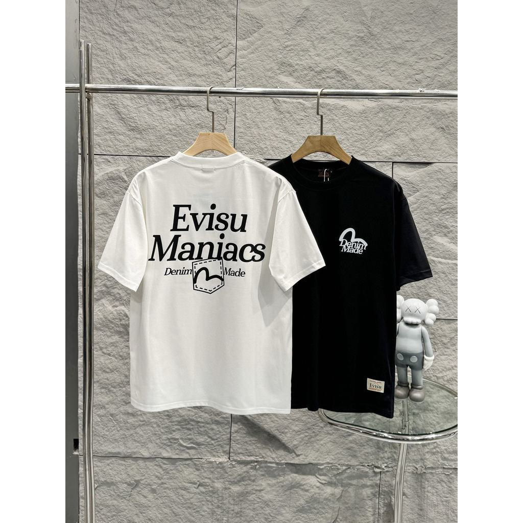 EVISU/God of Fortune 2026 ขนาดใหญ่ 6XL Star คลาสสิกรอบคอแขนสั้นเสื้อยืดผู้ชายผู้หญิงกีฬาแขนสั้นพิมพ์