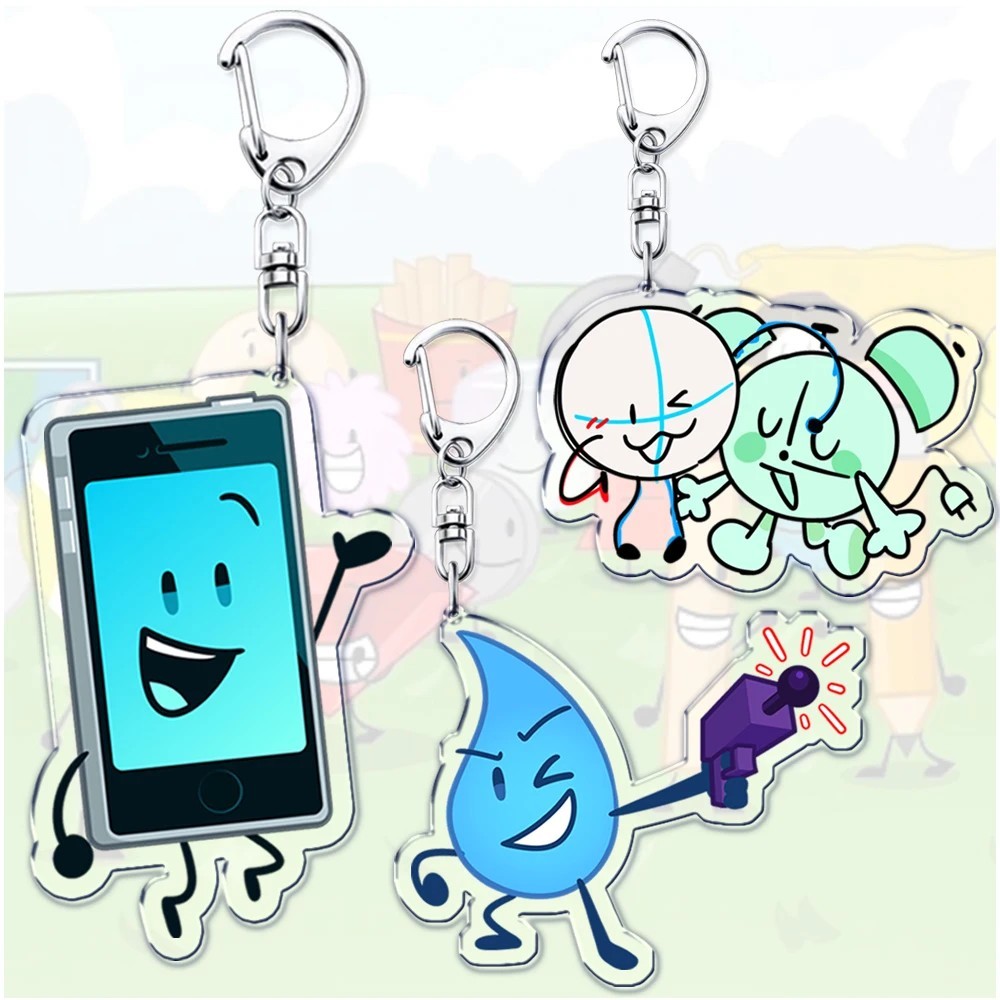 Battle for Dream Island BFDI mica พวงกุญแจ Firey Ruby Teardrop Flower เหรียญราคาแท็กสําหรับตกแต่งถุง