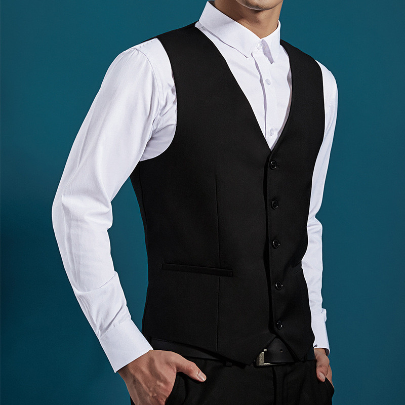 3.13-Formal Suit Vest Mens Slim-fit Black Suit Vest Casual Vest Groomsmen Groom Wedding Dress