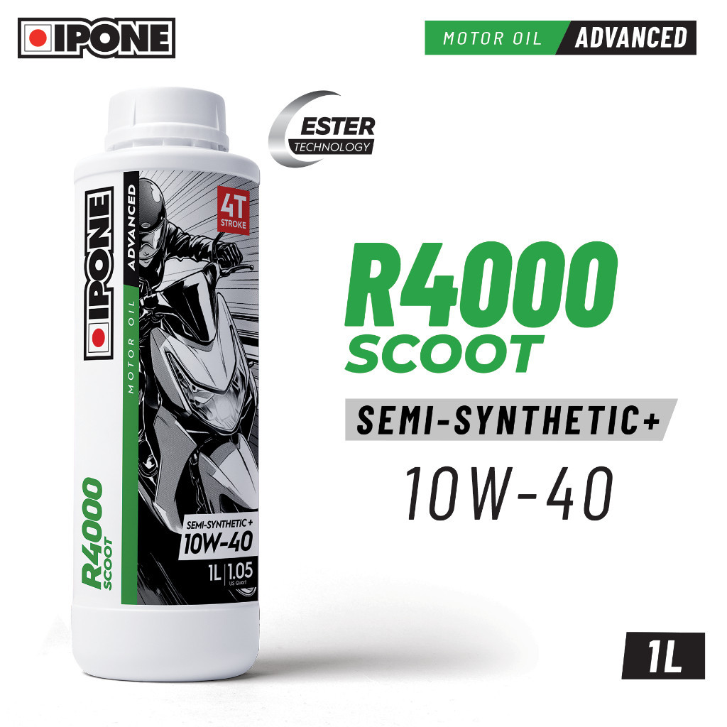 IPONE R4000 Scoot 4T 10W40 น้ํามันสกู๊ตเตอร์เครื่องยนต์ Semi-Sintetik (1L) SEMI