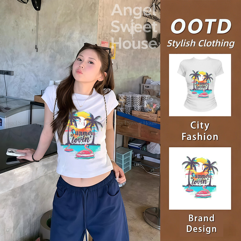(จัดส่งตลอด 24 ชั่วโมง）Angle Official รุ่นใหม่ ทีชียืดมาก ตัวแปร่ง ทันสมัย ทีชี ผ้าเบาและสบาย ทีชีรุ่นใหม่ลายตัว   L875