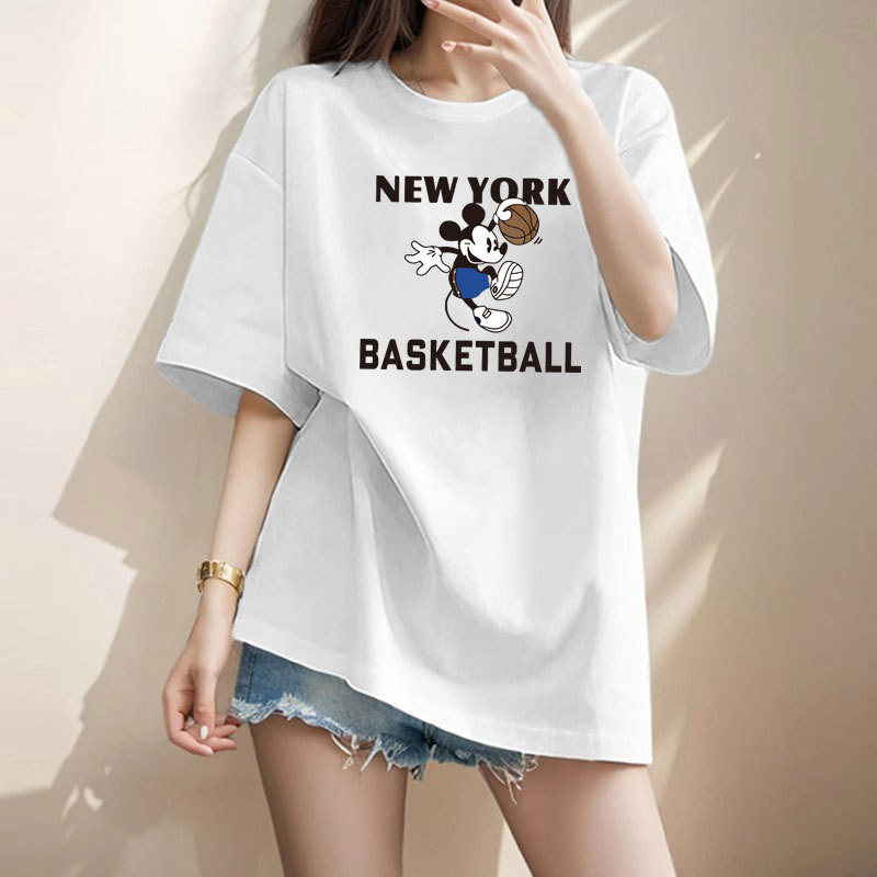 เสื้อยืดแขนสั้นแบบ oversized ผ้าฝ้าย 100% สำหรับผู้หญิง ทรงหลวม เหมาะสำหรับฤดูร้อน