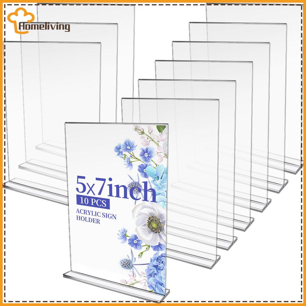 บ้าน GANGBARU 10 Pa 5 X 7 นิ้วผู้ถือป้ายอะคริลิคใสสองด้านแนวตั้งขาตั้งจอแสดงผล T รูปร่าง Flyer เมนู 