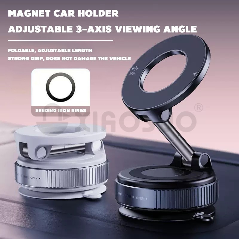 แม่เหล็กติดโทรศัพท์ ที่สุดตั้งมือถือแม่เหล็ก ปรับมุมมอง 3 แกน พับเก็บได้และปรับความยาวได้ #E04