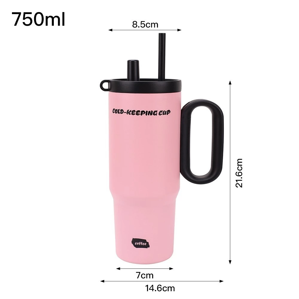 ⚡พร้อมส่ง⚡แก้วเก็บความเย็น และเก็บความร้อน 750ML 304 สแตนเลส มีหูจับ กระติกน้ําสูญญากาศ T01311 thumbnail 9