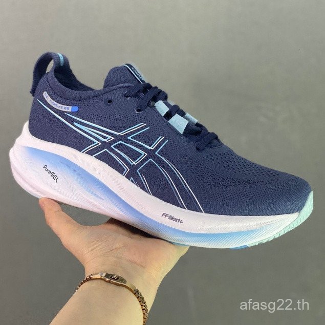 Asics Gel-Nimbus 26 รองเท้าวิ่งผู้ชายและผู้หญิง Gel-Nimbus 25 รองเท้ากีฬากันกระแทกน้ําหนักเบา 1012B6