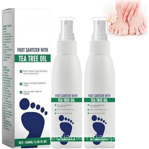 Foot Sanitizer Spray with Tea Tree Oil, Tea Tree Oil Feet Spray, Clear Foot Sanitizer Spray (2PCS)