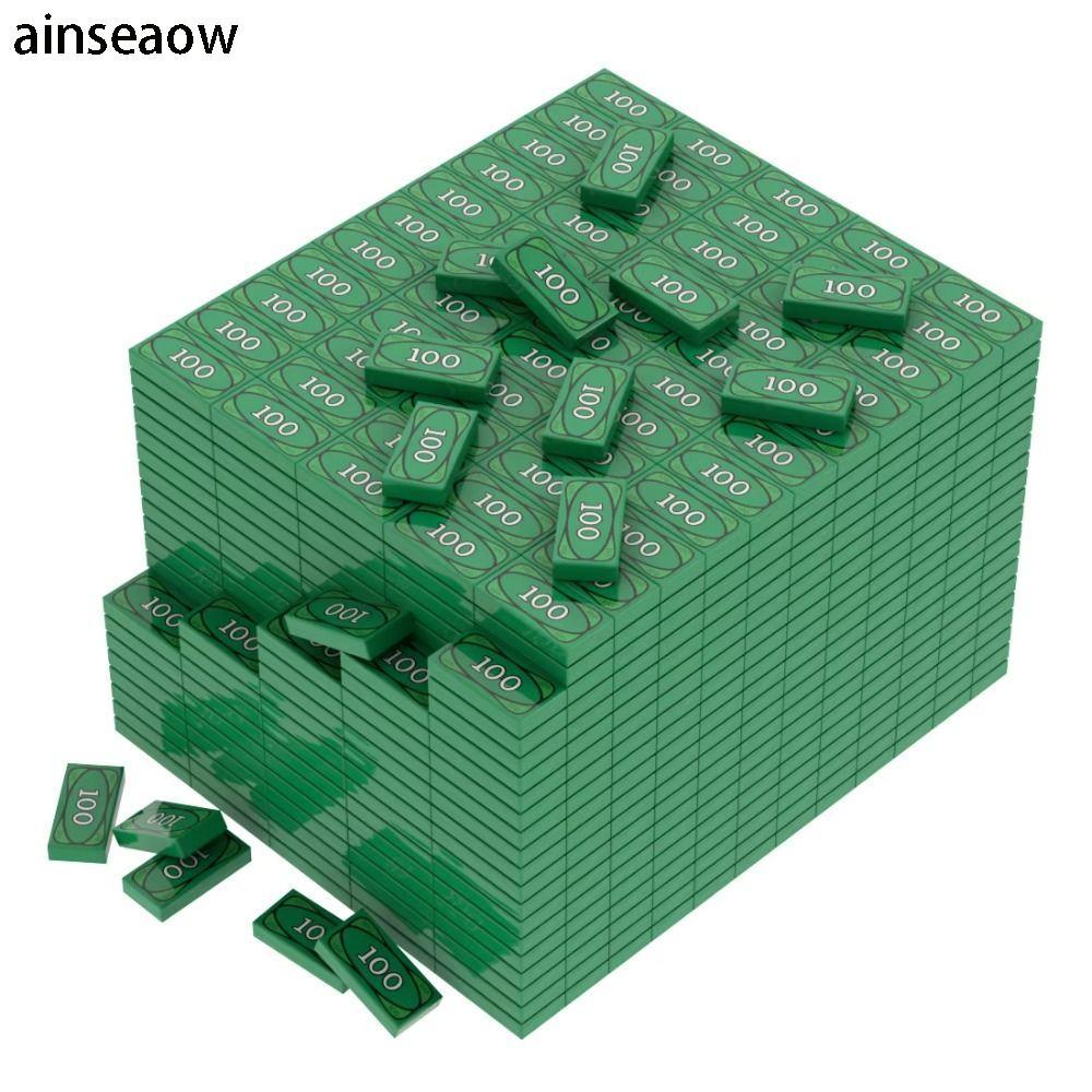 AINSEOW 20 ชิ้นบล็อกเม็ดเล็กอุปกรณ์เสริม, ดอลลาร์ USD สีเขียวของเล่นบล็อกตัวต่อ, เงินตลกแกล้งทําเป็น