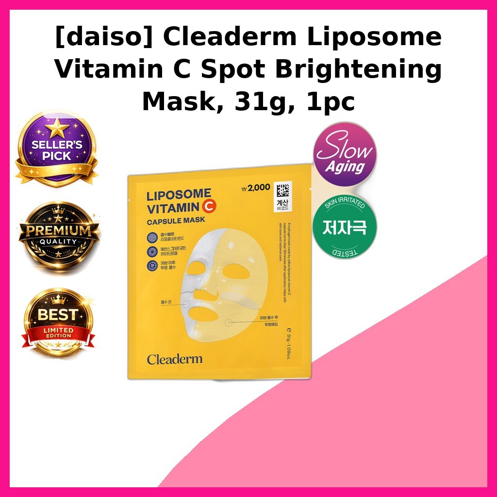 [daiso] Cleaderm Liposome Vitamin C Spot Brightening Mask, 31g, 1 ชิ้น / Korean Brightening Mask by 