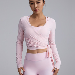 【LASYYOGA】 (ไม่มี Bra) กีฬาแฟชั่น V คอ Cross ลูกไม้น้ําหนักเ…