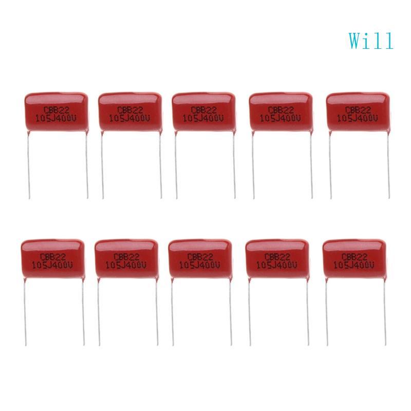 จะ 10 ชิ้น CBB22 105J 400V ตัวเก็บประจุฟิล์มโลหะ 1UF P20 มม. ตัวเก็บประจุฟิล์มบาง