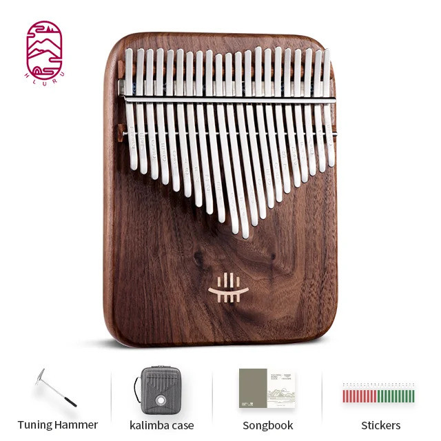 Hluru High-End Thumb Piano Kalimba 21 Key Thumb Piano Kalimba Musical Body KY21-BlackWalnut
