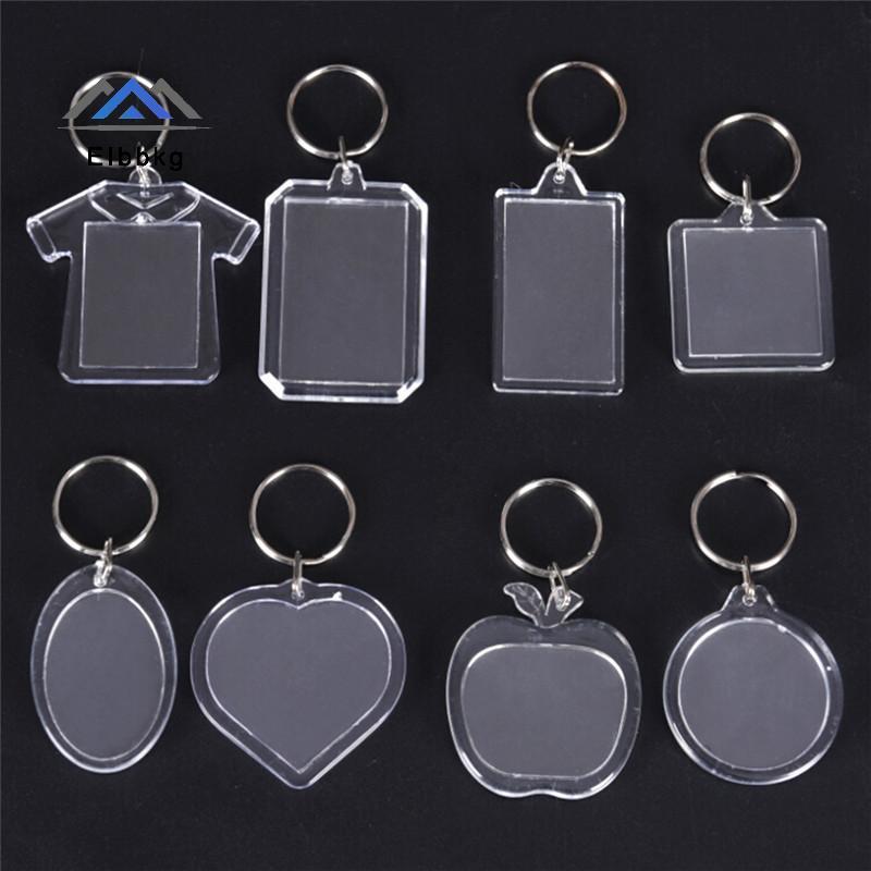 EIbbkg 5PCs โปร่งใส nk ใส่กรอบรูปพวงกุญแจ Key Chain DIY ของขวัญลดราคา