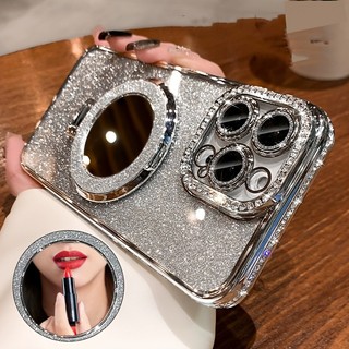 ใหม่หรูหรา High-End Glitter คู่แถวเพชรกระจกวงเล็บแม่เหล็กเลนส์รวมทุกอย่างเคสโทรศัพท์,เหมาะสําหรับ Apple iPhone 17/16/15/14/13/12/11 Pro Max