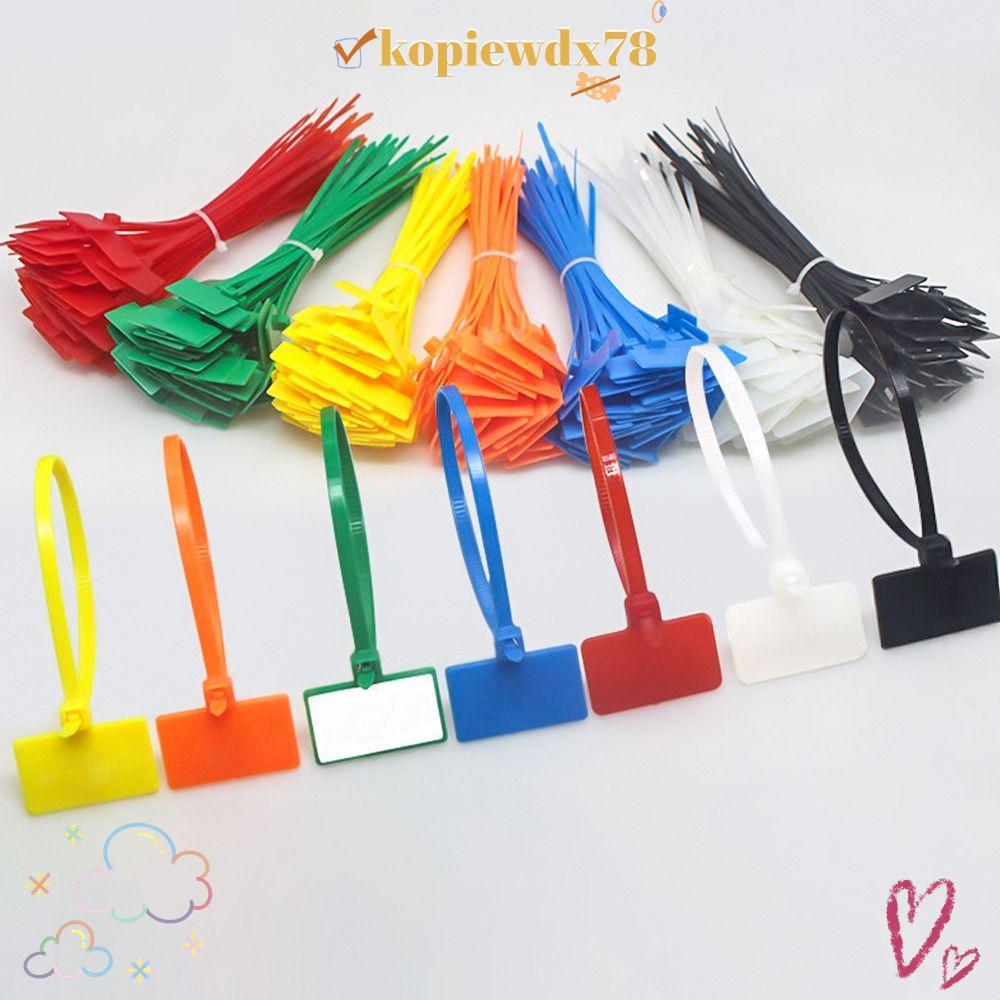 KOPIEWDX 100 ชิ้นสายผูก,วัสดุไนลอน Easy Mark Cable Tag, Tgging อุปกรณ์เสริมสไตล์ที่มีสีสันป้ายพลาสติกผูกไนลอนมาตรฐาน