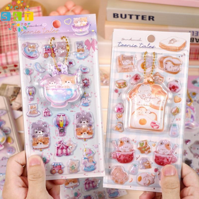 [S&T] 1/2 แผ่น Scrapbooking Diy Journal เครื่องเขียน Decals สนุกหยิกแขวนการ์ตูน 3D Puffy Stiers น่าร