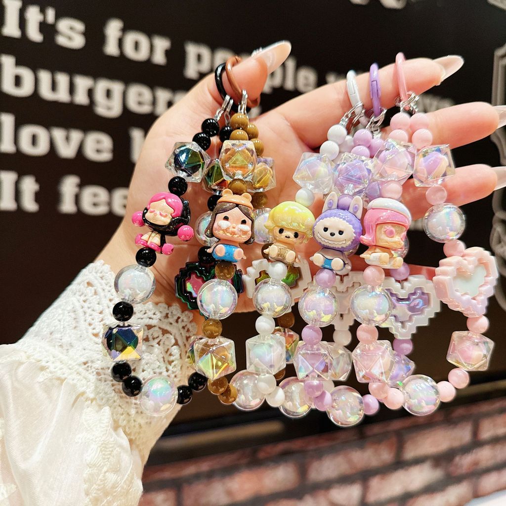 อินเทรนด์ Lala ตุ๊กตาลูกปัดสายโทรศัพท์ Kawaii พวงกุญแจกระเป๋าจี้เคสโทรศัพท์ตกแต่ง