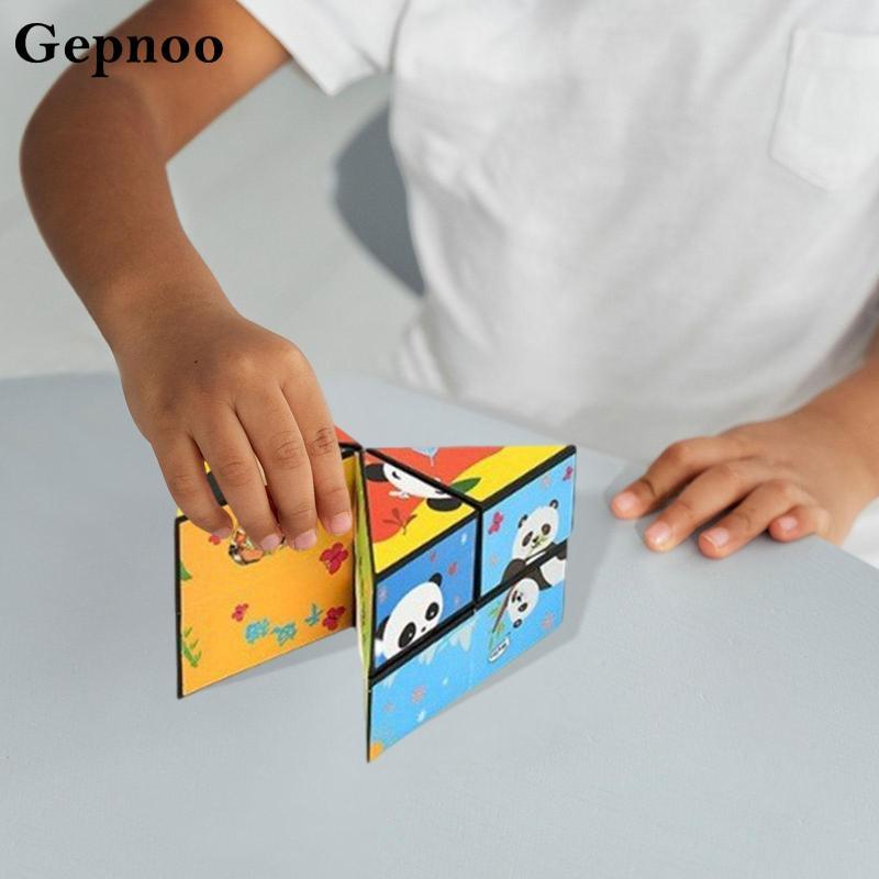 [Hellery2] Sensory Cube ของเล่นตลกจินตนาการการศึกษา 3D Flips Cube, สมอง Teaser Fidget ของเล่นสําหรับ
