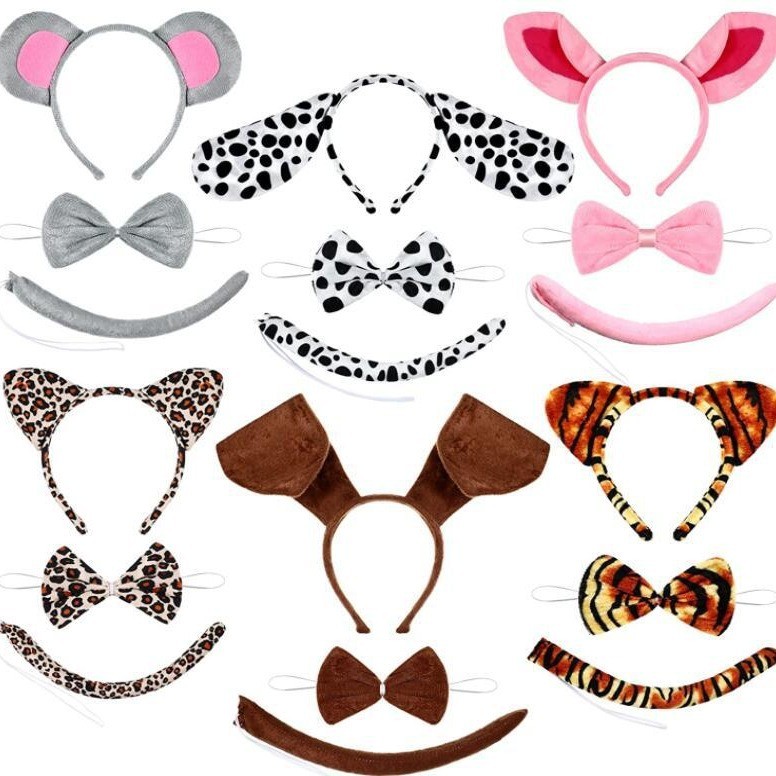 Ear cuffs2025Twelve Zodiac Signs3z Three-piece tail set for leopard animal zodiac costume - fierce t