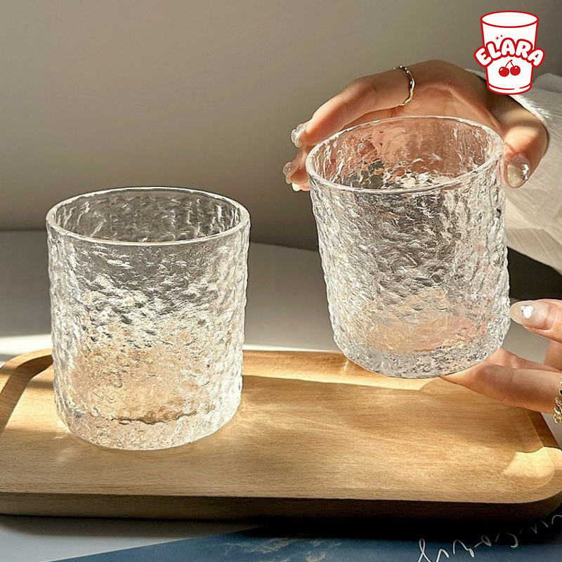 แก้วน้ำลายหินน้ำแข็ง 330ml | แก้วกาแฟ แก้วใสสไตล์มินิมอล ถ่ายรูปสวย เหมาะกับกาแฟ/ชา/วิสกี้