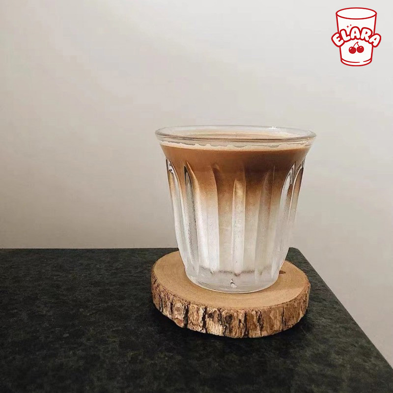 แก้วกาแฟแก้วใสลายริ้ว 90ml/200ml | แก้วเอสเพรสโซ่/ลาเต้ | สไตล์มินิมอล คาเฟ่