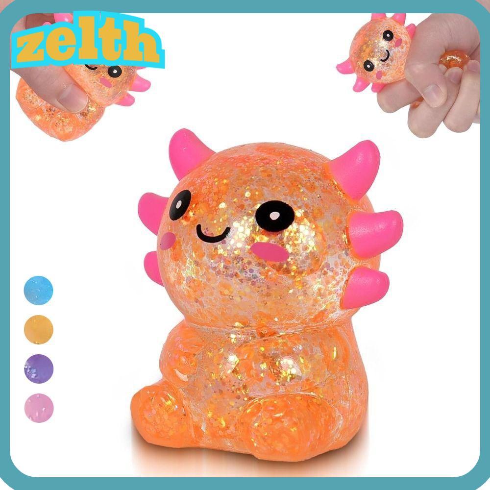 ZELTH Axolotl Squishy ของเล่น, Sugar Filled Glitter Squishy Stress Glitter, น่ารักเนื้อผ่อนคลายรูปร่