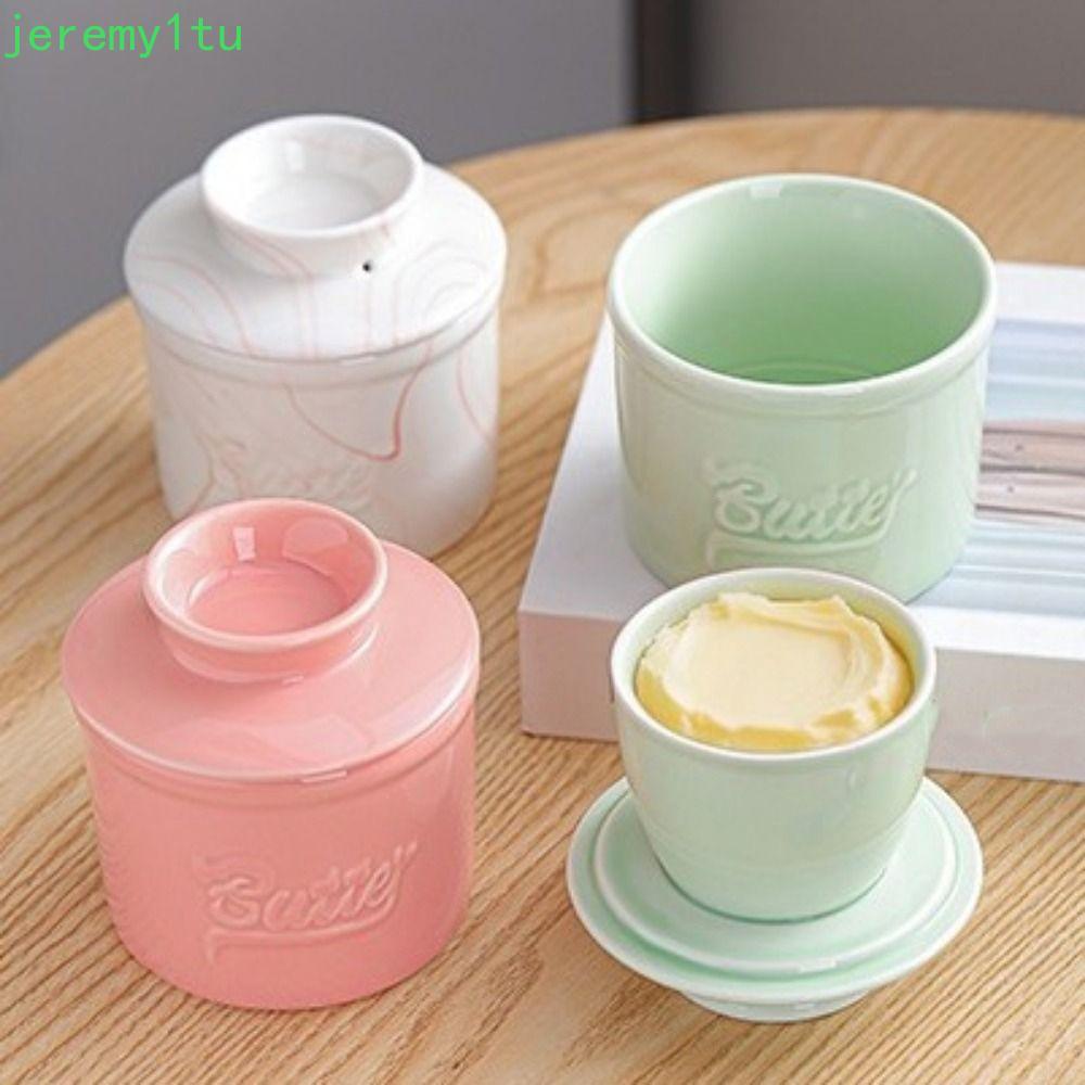JEREMY Butter Bell Crock, Keep Fresh with Lid Round Butter Box, Simple Sealed Large Capacity Ceramic