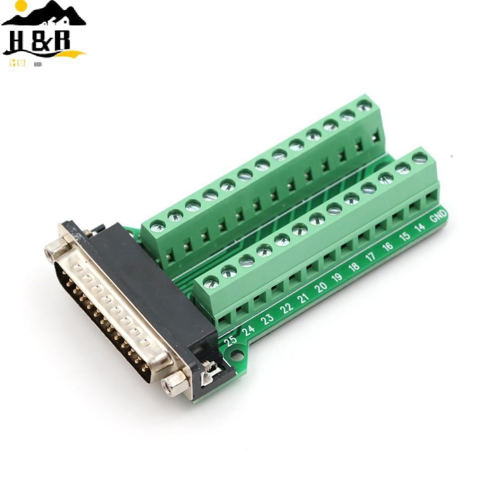 H&B D-SUB DB25 ชาย 25Pin Plug Breakout Board Terminals อะแดปเตอร์ Solderless Connector {th}