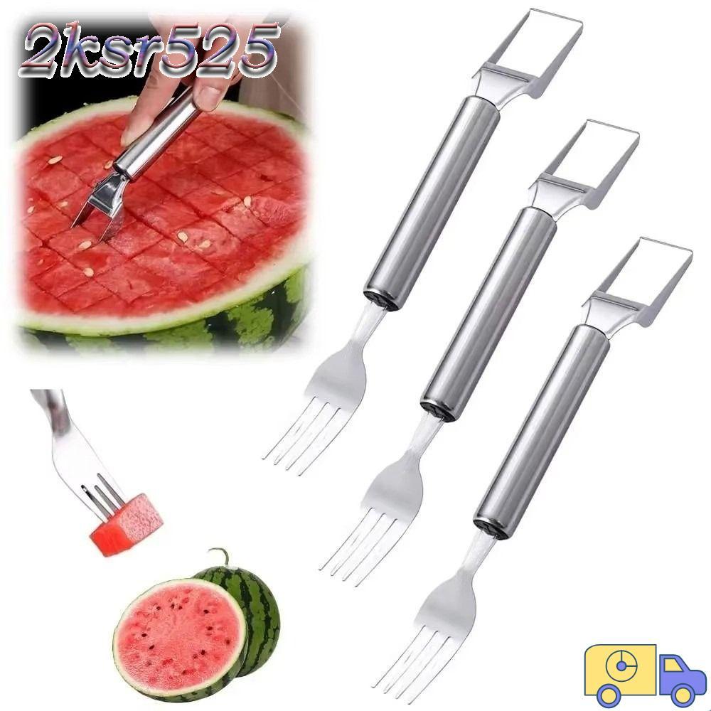 2KSR525 เครื่องตัดแตงโม, เครื่องตัดผลไม้เงิน 2 in 1, หัวคู่คุณภาพสูงใช้สแตนเลสอเนกประสงค์เครื่องตัดส