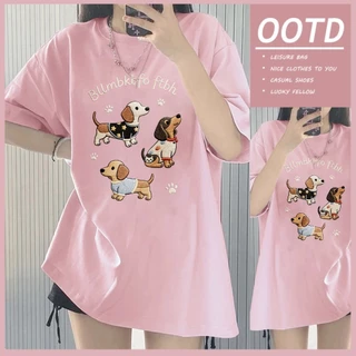🐕Su.Tee🐕เสื้อน่ารัก เสื้อยืด oversize เกาหลี โคตรนุ่ม เนื้อผ้าฝ้ายผสมโพลีเอสเตอร์ ลาย "Bllmbkbfo ftbh" สินค้าใหม่ 2026