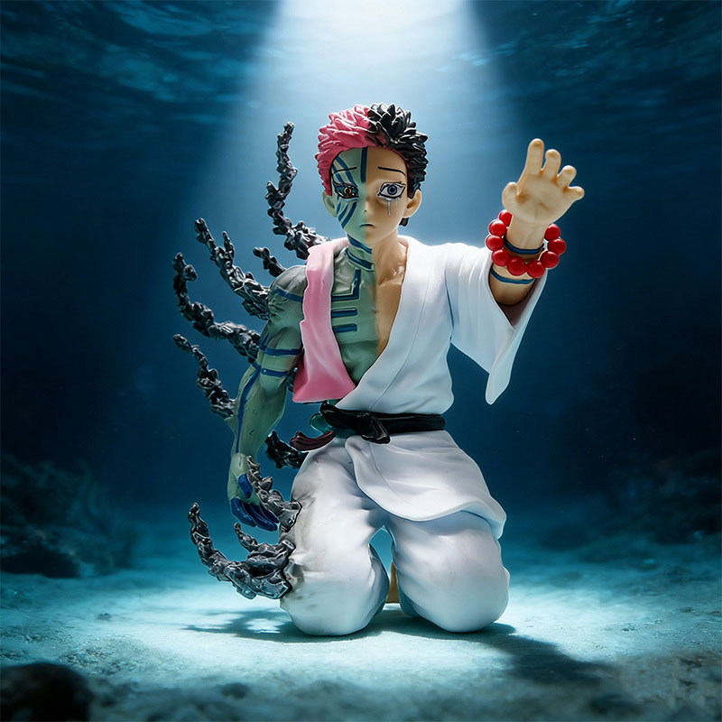 Anime Demon Slayer Akaza Hakuji Cry Face Kneeling ท่าทาง 14 ซม.PVC รูปปั้นรูปสะสม Periphery ของขวัญท
