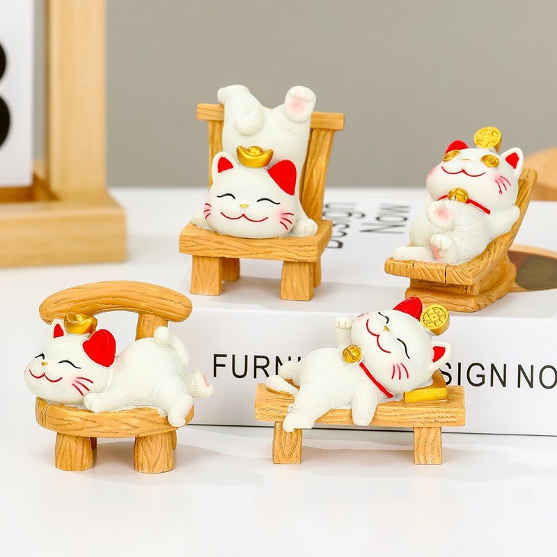 เครื่องประดับแมวนําโชครักษาตุ๊กตาการ์ตูนสร้างสรรค์น่ารักแฮนด์เมดตกแต่งสํานักงานเดสก์ท็อปสร้างสรรค์ของขวัญ