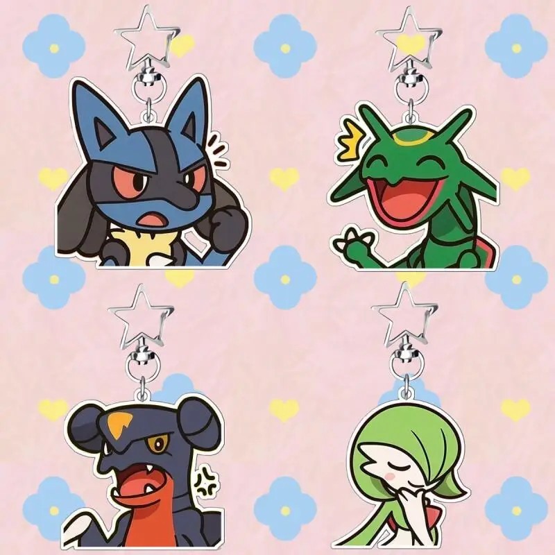 Pokemon Lucario Rayquaza Garchomp Gardevoir พวงกุญแจอะคริลิค Mica โปร่งใสอะนิเมะพิมพ์สองด้านกระเป๋าน