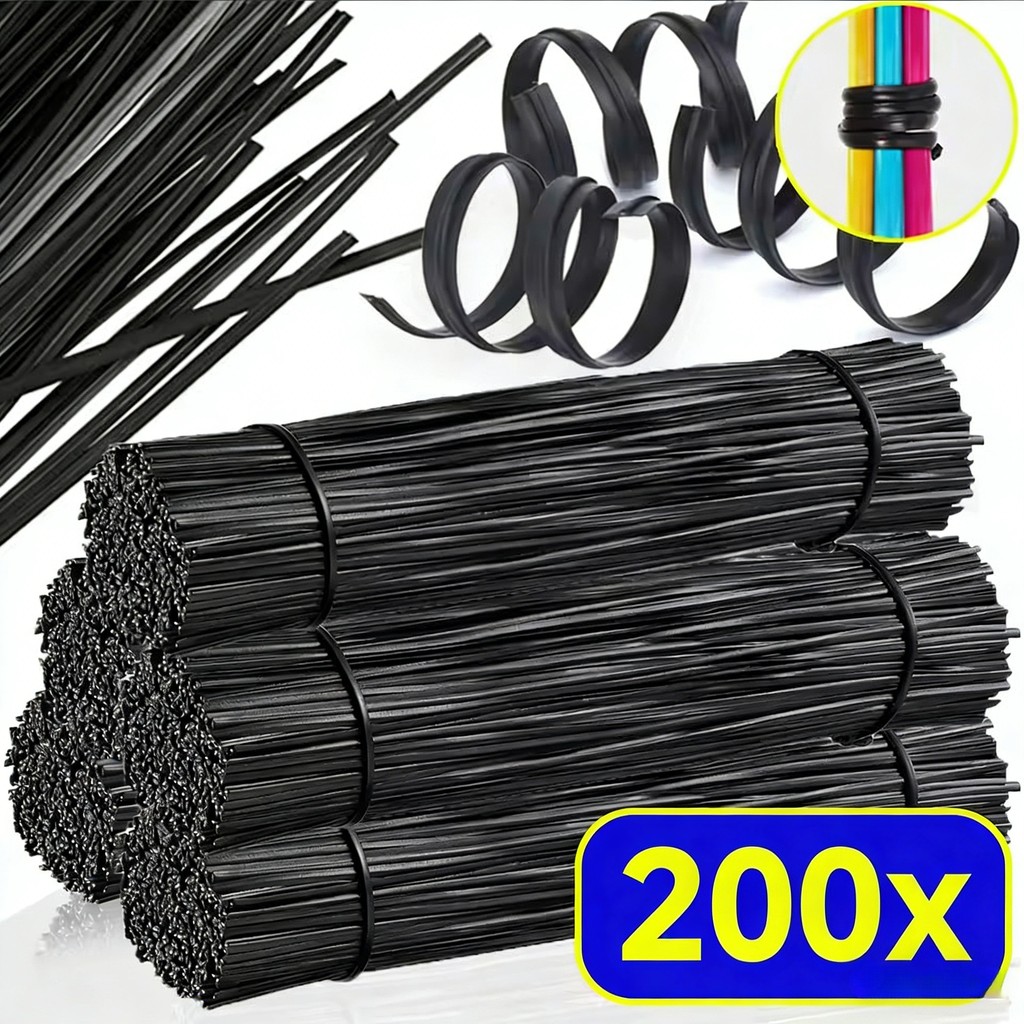 [อัตโนมัติ&3ค]200ชิ้น - เคเบิ้ลไทร์แบบใช้ซ้ําได้พร้อมแกนเหล็กชุบสังกะสี, กันสนิมเคลือบพีวีซี, บิดซ้ําได้สําหรับเข้าเล่มที่ปลอดภัย, ใช้ในบ้าน/สํานักงาน/สวน