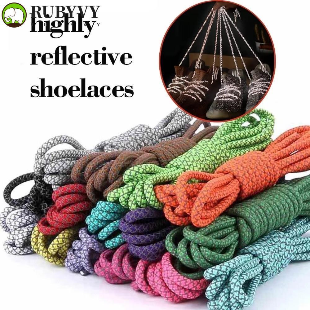 RUBYVY เชือกผูกรองเท้า 100 140 ซม., พอลีเอสเตอร์ สะท้อนแสง หลากสี, กีฬา รองเท้าผ้าใบ Sneaker Shoelaces