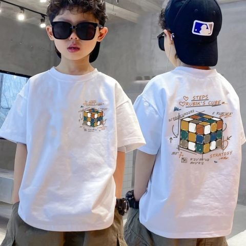 CODNew 2-14 ปีผ้าฝ้าย 100% พิมพ์ Unisex Tshirt เด็กแขนสั้นเด็กชายเด็ก Kanak-Kanak budak lelaki Perem