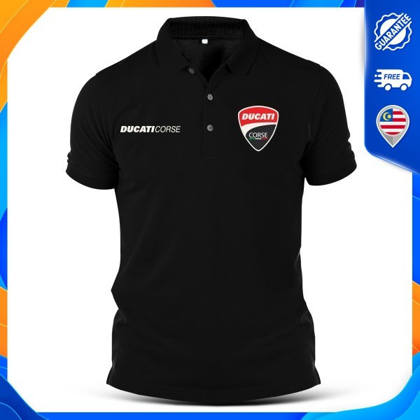 เสื้อโปโล XS-7XL Baju Cotton Ducati Corse Sulam Racing MotoGP รถจักรยานยนต์ Casual เสื้อยืด Tshirt Unisex Pakaian