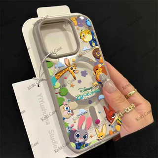 เคสโทรศัพท์ลาย Zootopia ใช้ได้กับ iPhone 13 Pro/11/12 Pro Max/14/15/16 Plus ดีไซน์แม่เหล็กคุณภาพสูงช่วยปกป้องเลนส์