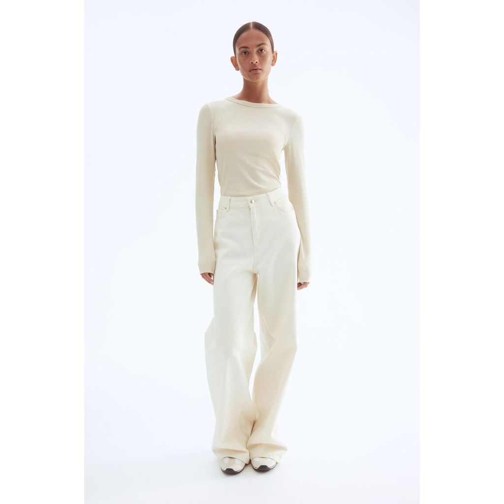 H&M(เอชแอนด์เอ็ม) Ribbed modal-blend top Women Ribbed top 0999727_2
