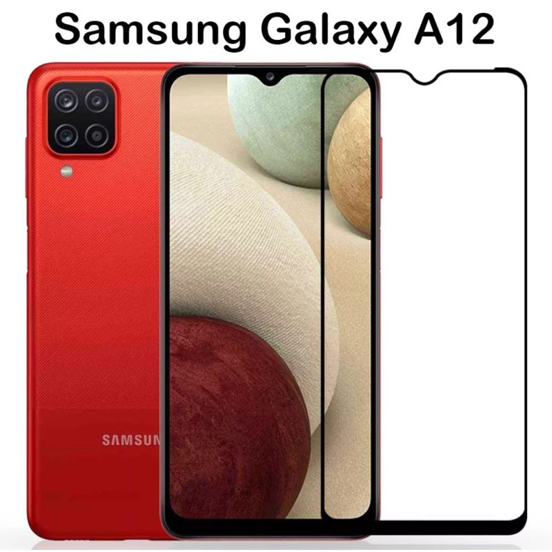 ฟิล์มกระจกนิรภัย เต็มจอ Samsung A12 /A02 ฟิล์มเต็มจอ ขอบดำ ฟิล์มกันกระแทก ฟิล์มกันจอแตก คุณภาพดี ฟิล