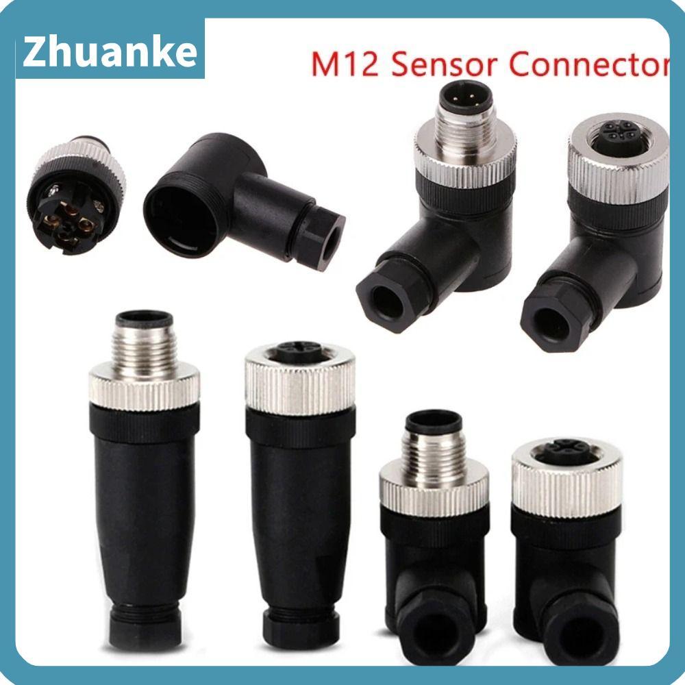 ZHUANKE M12 Sensor Connector, 4 5 8 Pin Connector M12 ปลั๊กการบิน, ปลั๊กเซ็นเซอร์ Power Adapte สกรูก