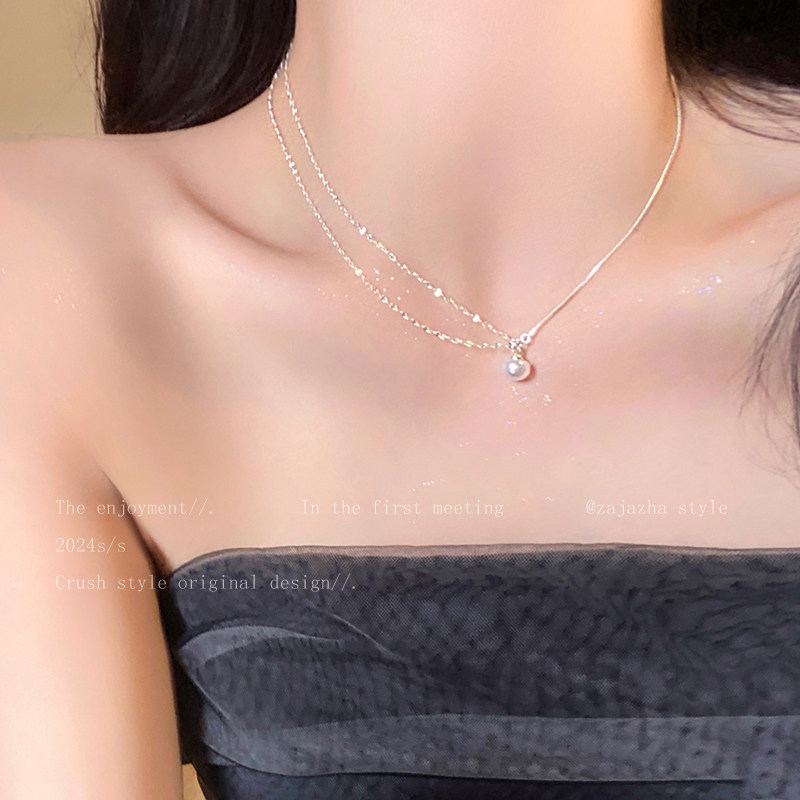 จี้สร้อยคอ สร้อยคอมุก Ins Female Summer Travel All-Match Girlfriend Pearl Pendant