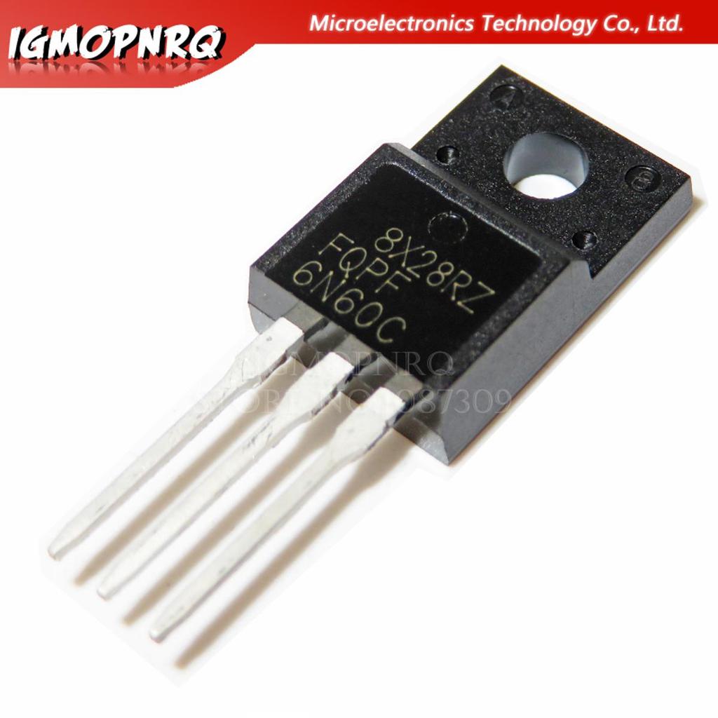10pcs FQPF6N60C 6N60C 6N60 600V 6A MOSFET N-Channel ทรานซิสเตอร์ TO-220F ใหม่เดิม