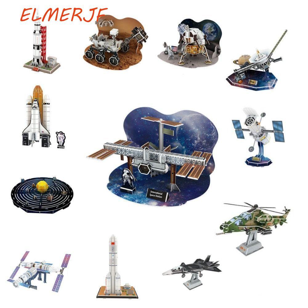 ELMEFJF 3D ยานอวกาศกระดาษปริศนา, DIY รุ่น Miniature International Space Station, ขนาดใหญ่ยาว 5 มีนาคม Mars Curiosity กระดาษ Apollo Lunar โมดูลเด็ก/เด็ก