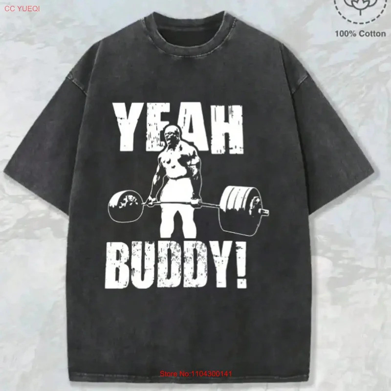 เสื้อยืด Yeah Buddy สำหรับนักเพาะกาย ยกน้ำหนัก ฟิตเนส แรงบันดาลใจ สไตล์วินเทจ ยูนิเซ็กส์ เสื้อผ้าดีไ