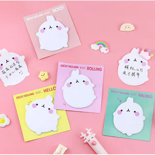 S0238 กระดาษโน๊ต กาวในตัว ลายการ์ตูน Molang 8*8.5ซม. น่ารัก สไตล์เกาหลี เครื่องเขียน Sticky Note