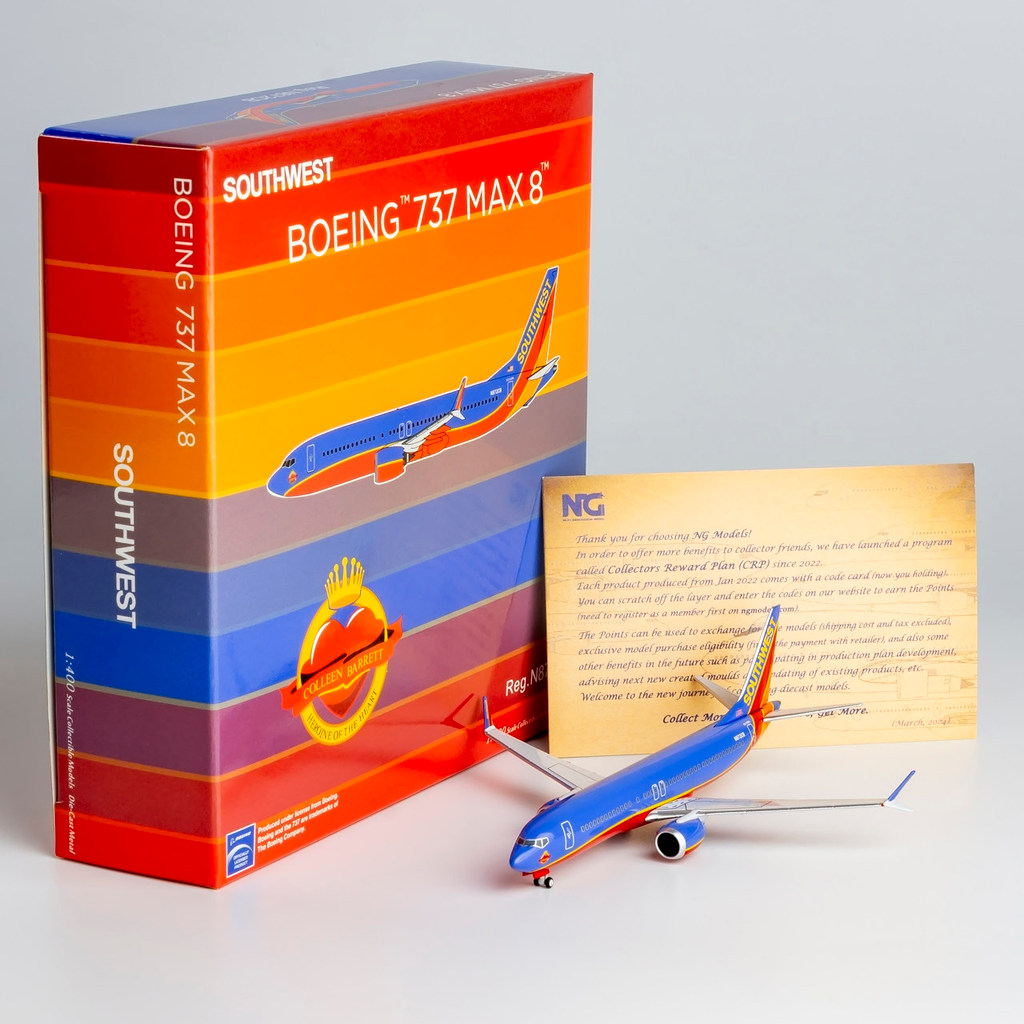 NG Lite 1/400 N872CB/N871HK Southwest Airlines B737 MAX8 เครื่องบินรุ่นโลหะ