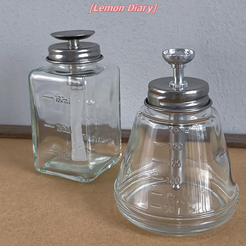 แอลดี| 180ml Push Down แก้วปั๊มเปล่าสําหรับเล็บแอลกอฮอล์แต่งหน้า Remover ล้างขวดเติม Liquid Cleanser Storag ใหม่
