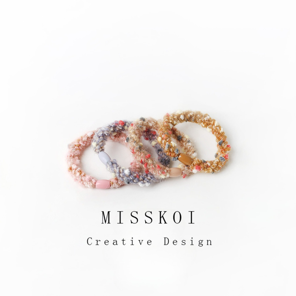 MISSKOI ญี่ปุ่นเกาหลี ins สไตล์ Simple Polka Dot Plush Hair Tie สาวผมหางม้าสูงหัวเชือก Ball Head ยางรัด